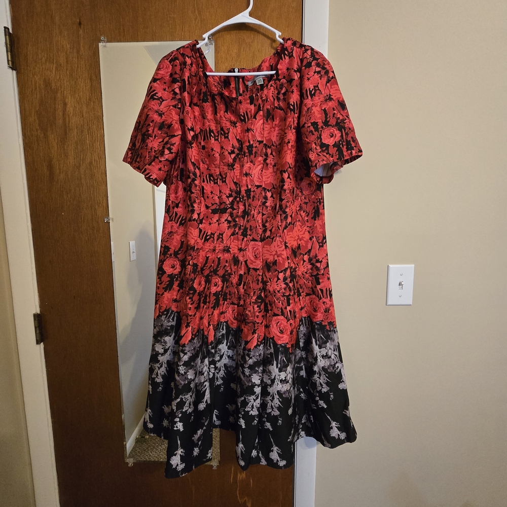 Danny & Nicole Red and Black Patterned Dress